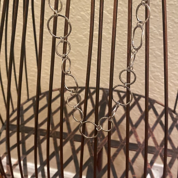 Silver-tone long circle necklace. - Picture 4 of 5